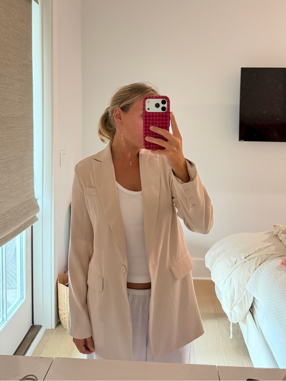 Women's Beige Tailored Blazer - fun backless look
